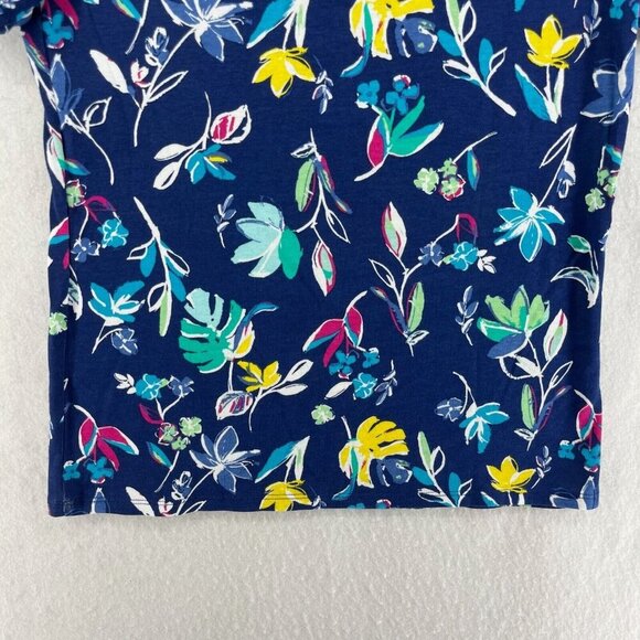 Croft And Barrow Shirt Womens PXS Navy Blue Floral The Classic Tee Short Sleeve - Picture 9 of 12